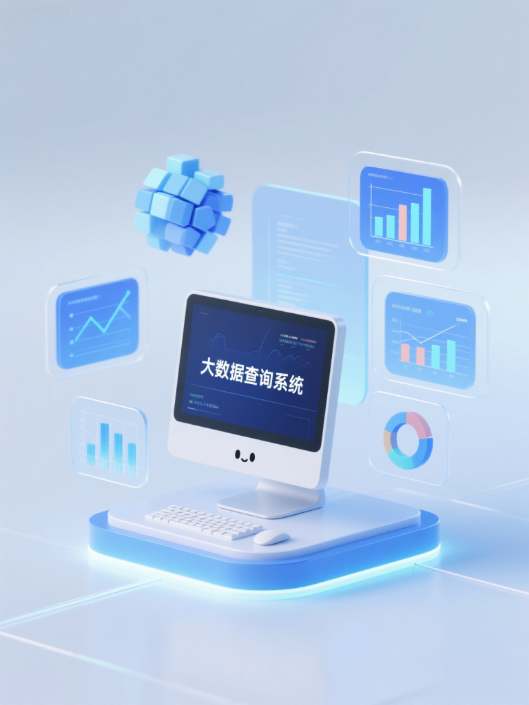 jimeng 2025 08 26 4905 主题 在数据分析平台上展示图表， 主体 平台上一个可爱的台式电脑，周围环绕着...